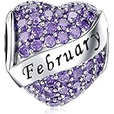 DALARAN Birthstone Charms Happy Birthday Heart Bead Charm for Pandora Bracelet with Present Box for Women