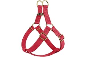 Didog Step in Dog Harness - PU Leather Dog Harness with Antique Bronze Metal Buckle, Easy Walk Dog Halter Harness for Medium Large Dogs Walking Training (Red, M: Chest 20-29")
