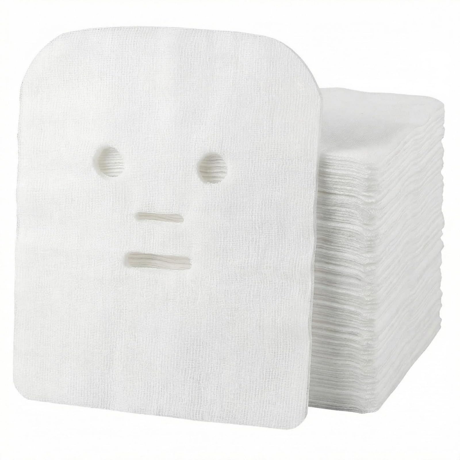 100PCS 12in x 10in Gauze Mask Large Precut Face Mask Pads White Net Spa Gauze Facial Masks Skin Paper Sheet for Spa Beauty Salon