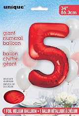 Unique Red Number 5 Shaped Large Foil Balloon 86cm view 2