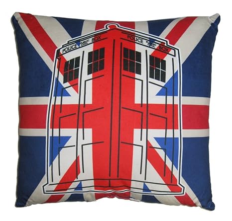 Amazon Com Doctor Who Tardis Union Jack Pillow Cushion 16 Inch
