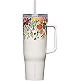 Corkcicle x Rifle Paper Co. Cruiser Insulated Tumbler with Handle and Straw, Garden Party Cream, 40 oz – Reusable Water Bottle Keeps Beverages Cold 20hrs, Hot 9hrs – Cupholder Friendly, Spill Proof