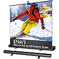 IN&VI Tab-Tension Portable ALR Manual Pull Up Projector Screen,Outdoor Projector Screen 100in 178°Viewing Angle Portable Movie Screen 3D/4K HD 16: 9 Wrinkle-Free Design for Backyard Night
