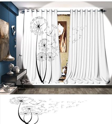Amazon Com Dandelion Window Curtain Drape Monochrome Dandelions