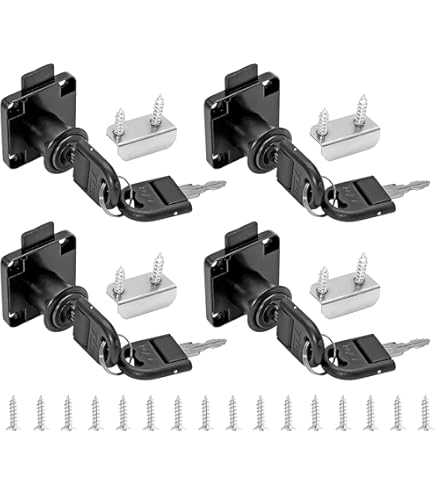 PUROCEAN - Juego De 4 Candados Para Cajones De Computadora Con Llave Similar Para Gabinete, Clóset, Caja De Herramientas, Cajón Con Tamaño 7/8 Pulgadas (22 Mm) (negro