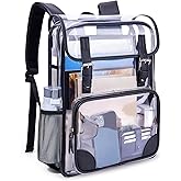 mommore Clear Backpack Heavy Duty Large Clear Bookbag for School Transparent PVC Stadium Approved See Through Back Pack