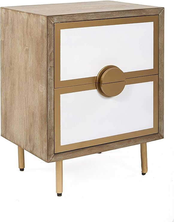 Statements By J Positano Modern Accent Wooden Nightstand Wood Brown White And Gold 26 5 Inch Tall Amazon Co Uk Kitchen Home