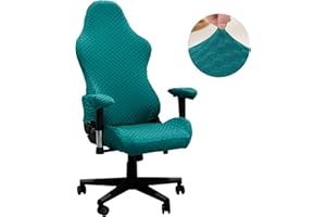 BIETYONE Gaming Chair Covers (No Chair) Office Computer Chair Slipcovers Small Squares Stretch Washable Slipcovers for Armchair Game Chair Computer Boss Chair,Emerald green