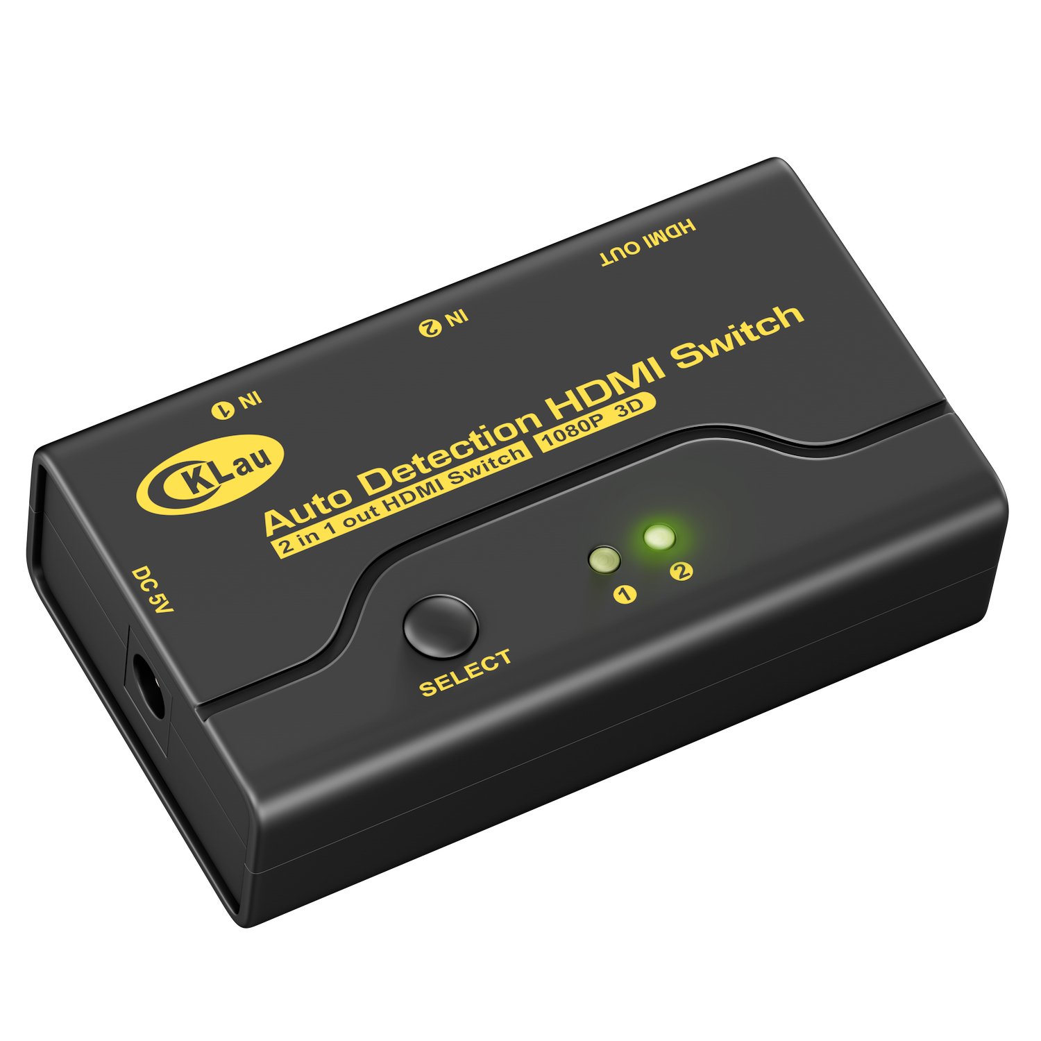 CKLau 2 Port HDMI Switch 2 In 1 Out Auto HDMI Switch Box Supports Full HD 1080P 3D for HDTV, Apple TV, Roku, Fire Stick, PC, Laptop, Xbox 360, PS3, PS4, Blu-Ray Player, Nintendo Switch, DVD