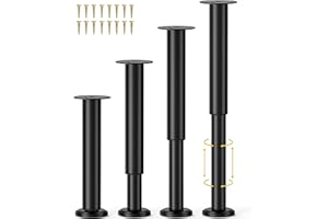 Wlrrcwdttc 4 Pcs Adjustable Bed Center Support Legs 10-17 inch for Bed Frame/Bed Center Slat, Metal Adjustable Furniture Legs for Bed/Cabinet/Sofa/Dresser/Couch/Table,Heavy Duty Bed Replacement Legs