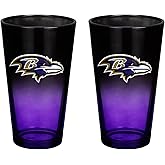 The Memory Company Officially Licensed NFL 2-Pack 16oz Ombre Pint Glass Set, Licensed Team Drinkware, Stylish Gameday Glassware, Team Logo