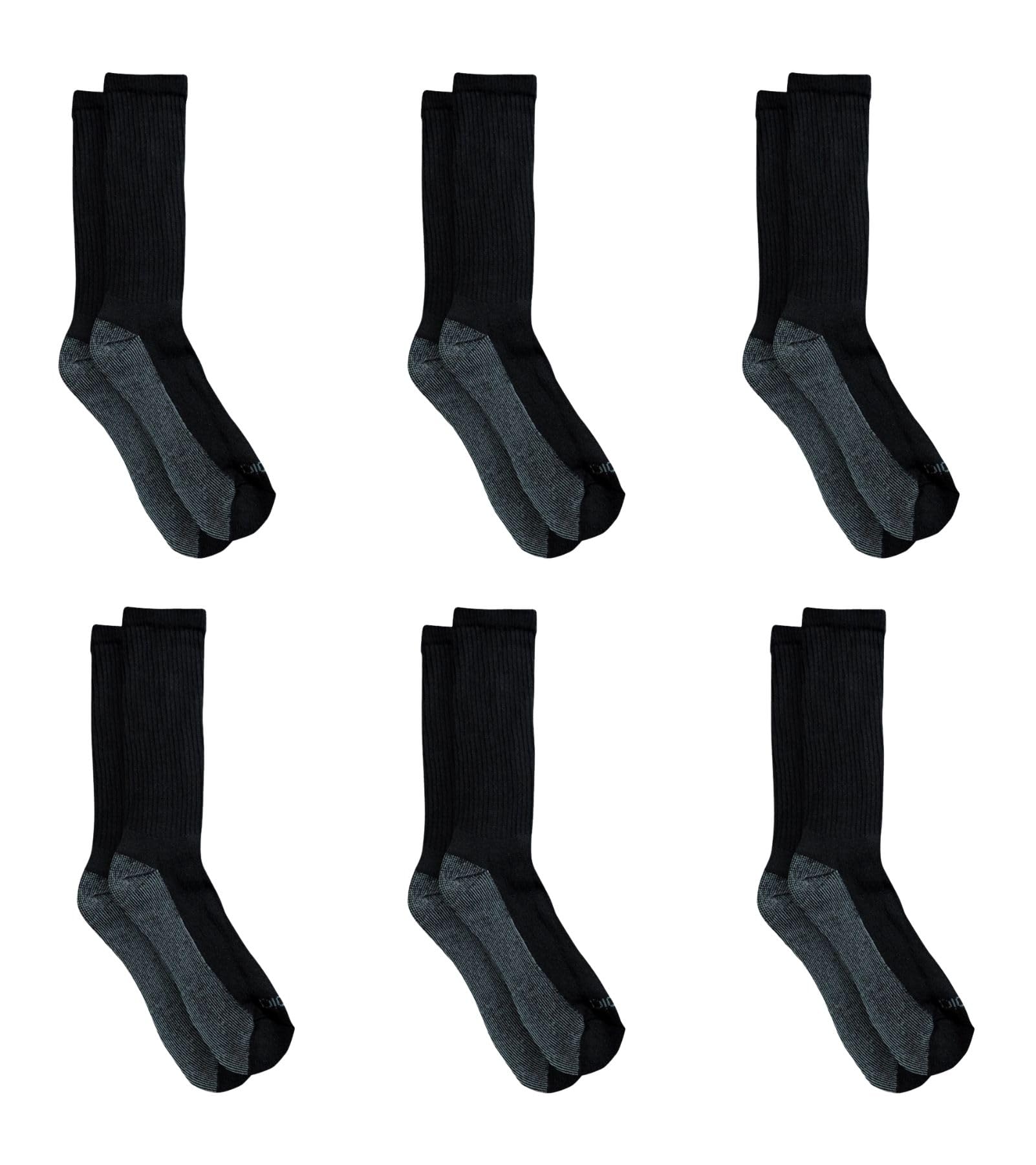 Dickies Men's Dri-Tech Original Moisture Control Crew Socks, Available in M-XXL (6, 12, 18 Pairs)