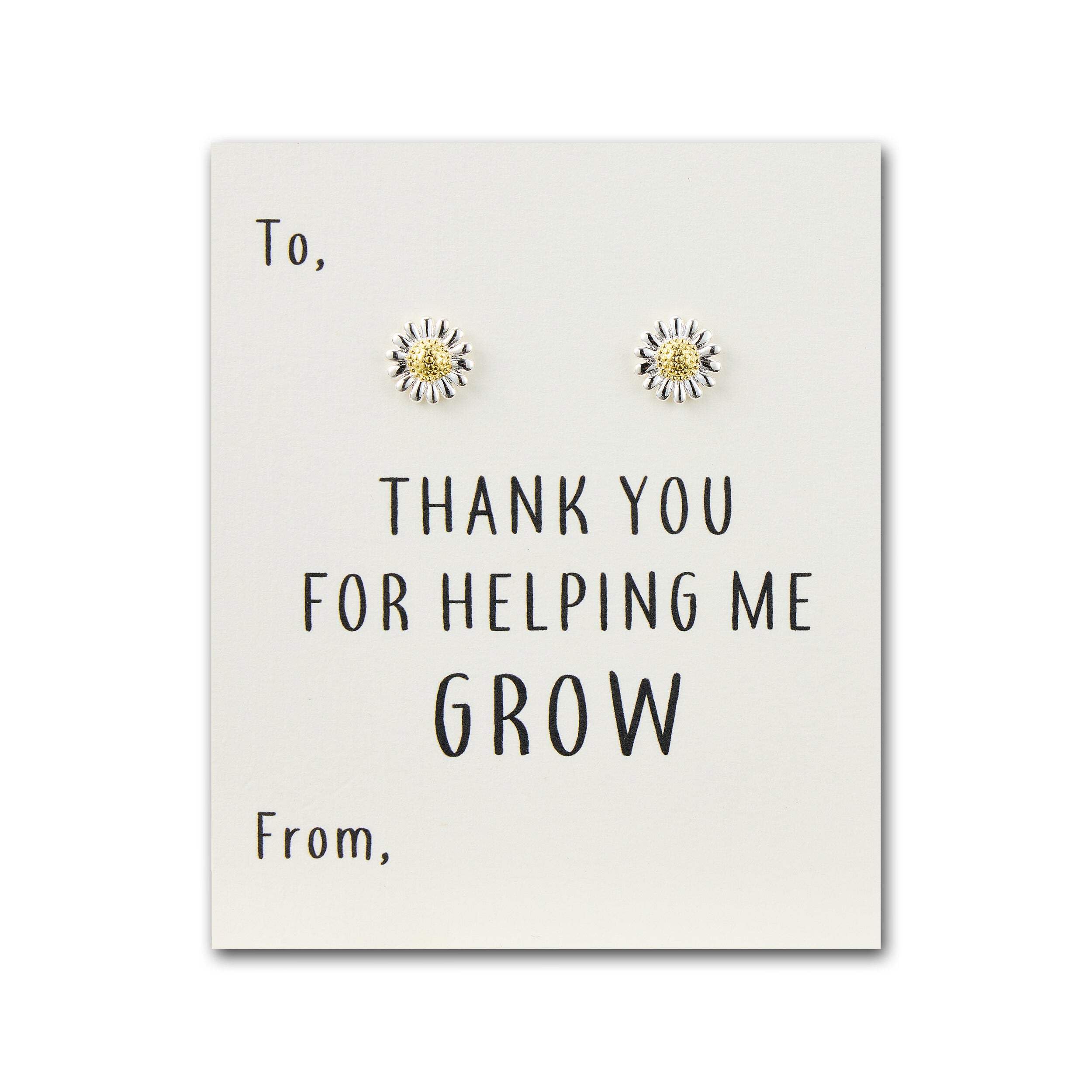 Philip Jones Thank You for Helping Me Grow Daisy Earrings