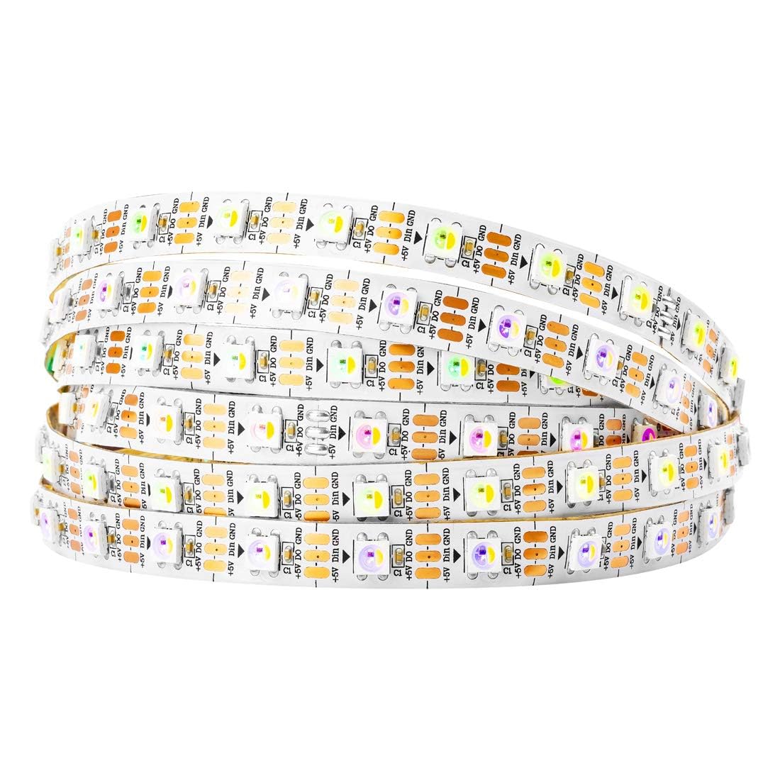 BTF-LIGHTING RGBW RGB+Warm White SK6812 (Similar WS2812B) 16.4ft 5m 60LEDs/Pixels/m Individually Addressable Flexible 4 Colors in 1 LED Dream Color LED Strip White PCB IP30 Non-Waterproof DC5V