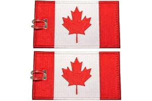 Luggage Tags, Canadian Flag, Embroidered, 2 Pack, 15 COLORS, NEVER BREAK!