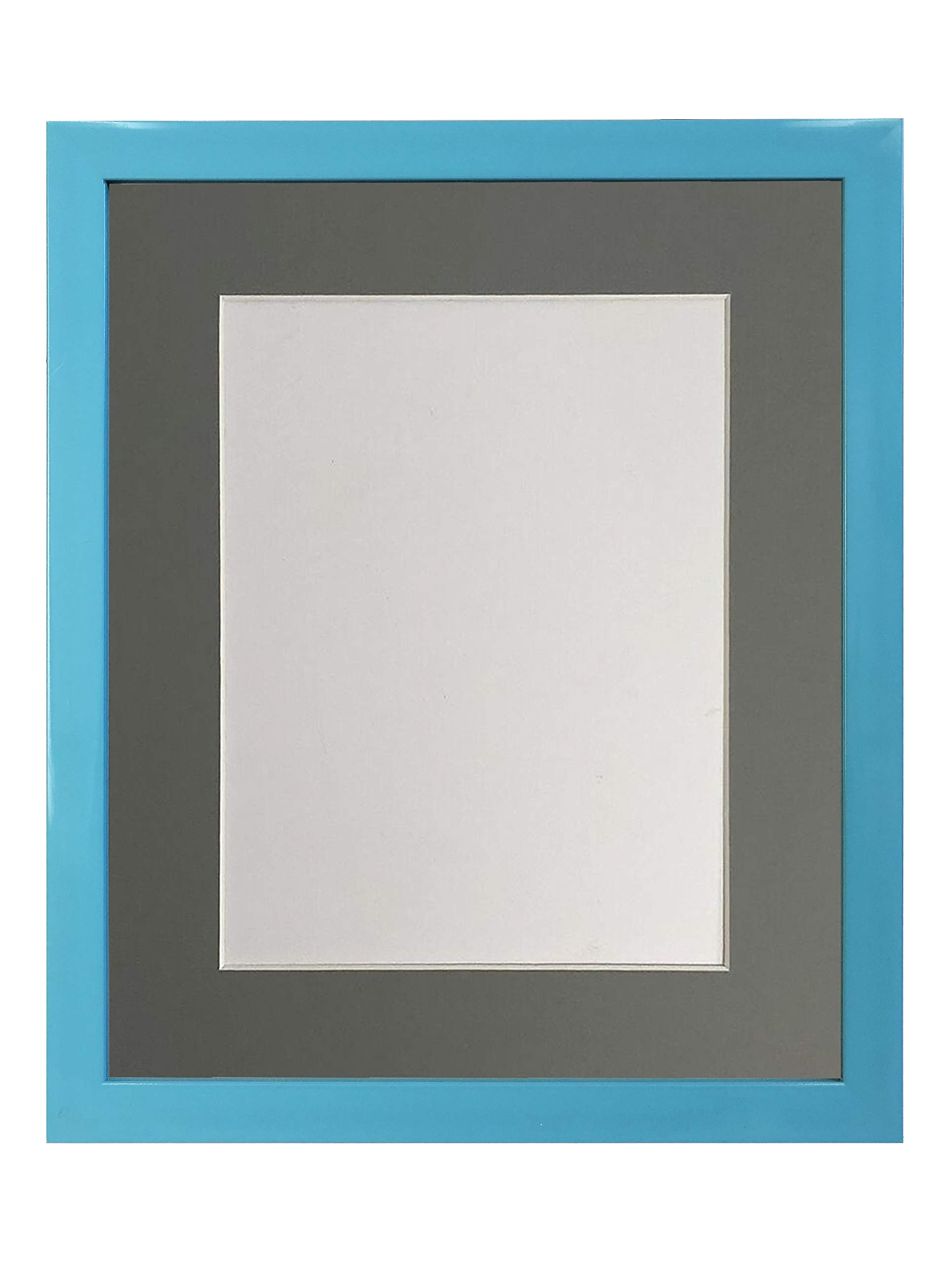 FRAMES BY POST 0.75 Inch Blue Picture Photo Frame with Dark Grey Mount 45 x 30 cm Image Size 14 x 8 Inch Plastic Glass — image 1