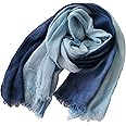 ANIDL Cotton Linen Fashion Scarf,Gradient Two-tone Four Season Scarf Shawl Beach Gauze,Long Lightweight Travel scarf 75"×35"
