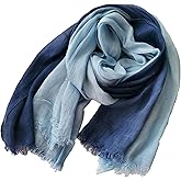 ANIDL Cotton Linen Fashion Scarf,Gradient Two-tone Four Season Scarf Shawl Beach Gauze,Long Lightweight Travel scarf 75"×35"