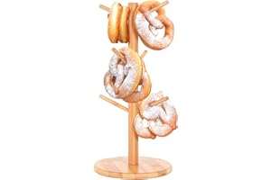 SoeKoa Pretzel Holder Stand, Pretzel Holder, Tree -Shaped Pretzel Stand Wood For Pretzel Display and Hanging Sausage Stand Contains 6 Pillars For Oktoberfest Party (6.29x6.29x12.59in)