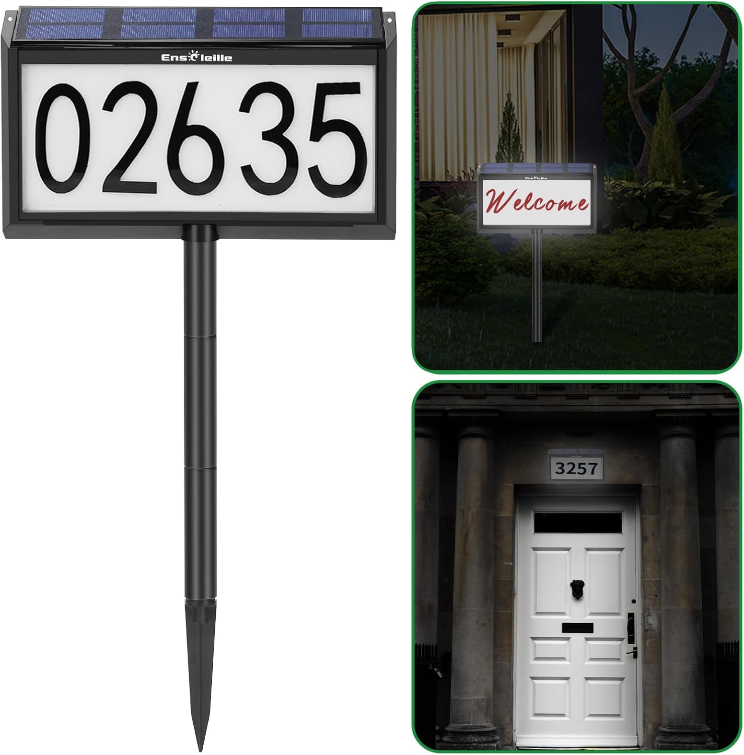 Plaques & Wall Art - Solar Lighted House Number Plaque, EnSoleille Waterproof LED Address Signs with House Numbers and Marker for DIY Design, Wall Mounted & In Ground Installation, for House Yard Garden