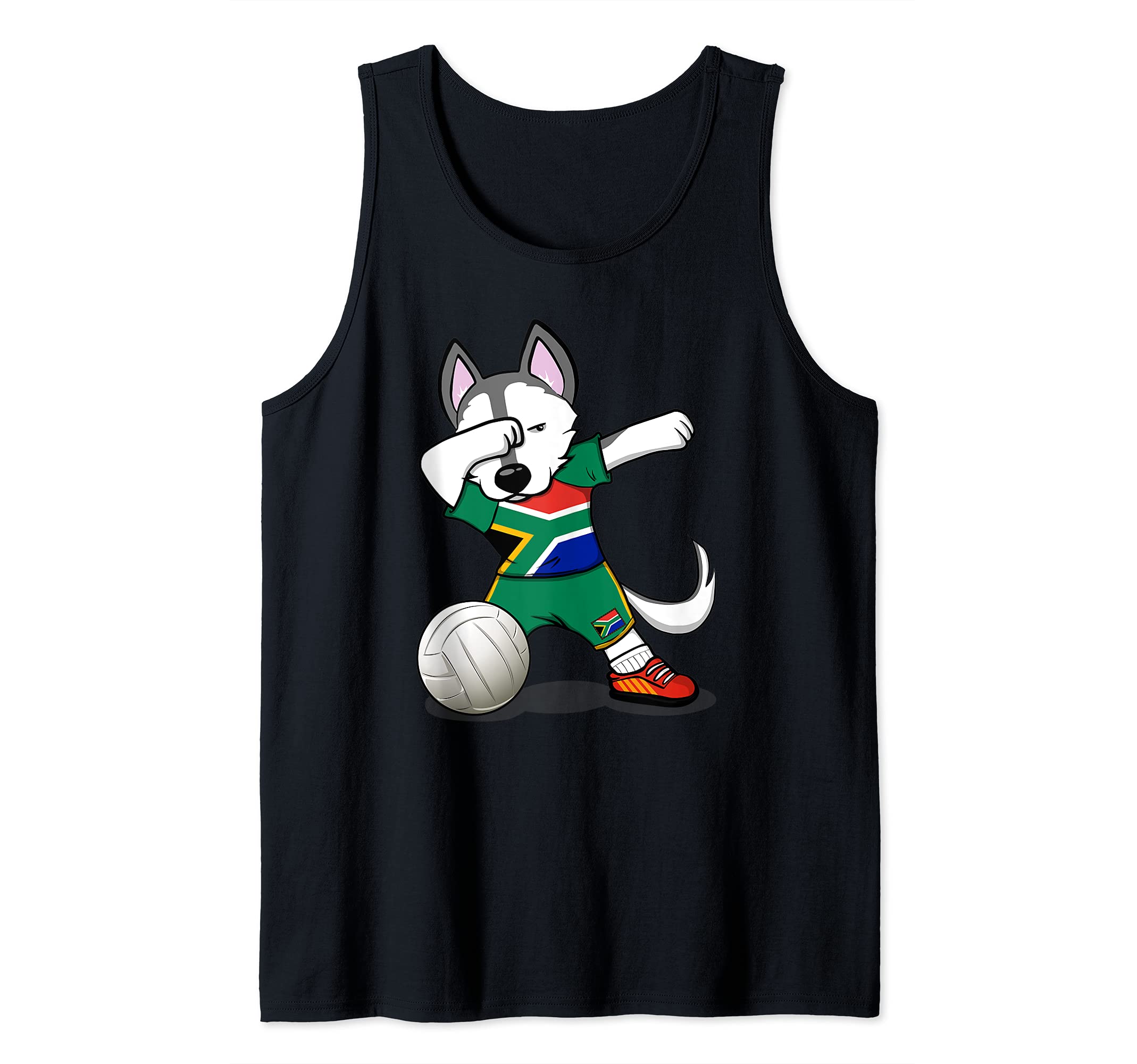 Dabbing Husky Dog South Africa Volleyball Fans Jersey Flag Tank Top