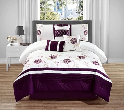 Amazon Com Grand Linen Modern 7 Piece Embroidered Cinthia Bedding