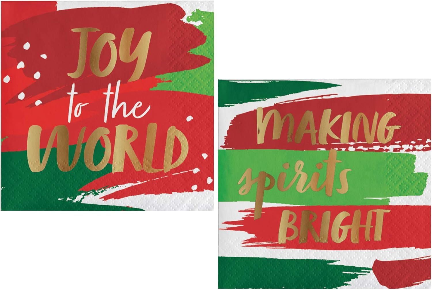 Christmas Cocktail Napkins with Elegant Foil Stamped Variety Beverage Paper Napkins Assorted 32 Count Set