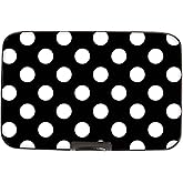 Monarque Armored Wallet Credit Card Case with RFID Data Theft Protection (Black and White Polka Dot)