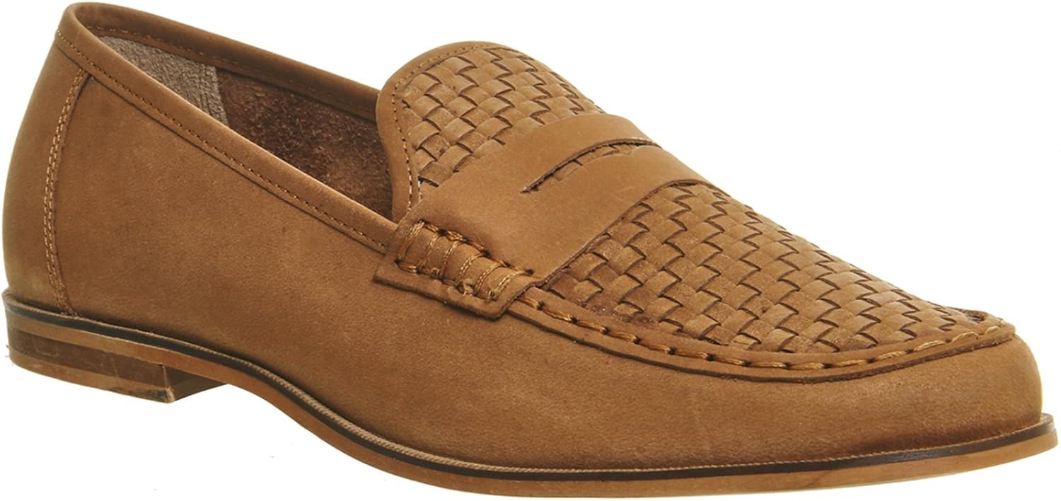 Top Brand Mens Gents Dulwich Woven Weave Slip On Tan Black Real Nubuck