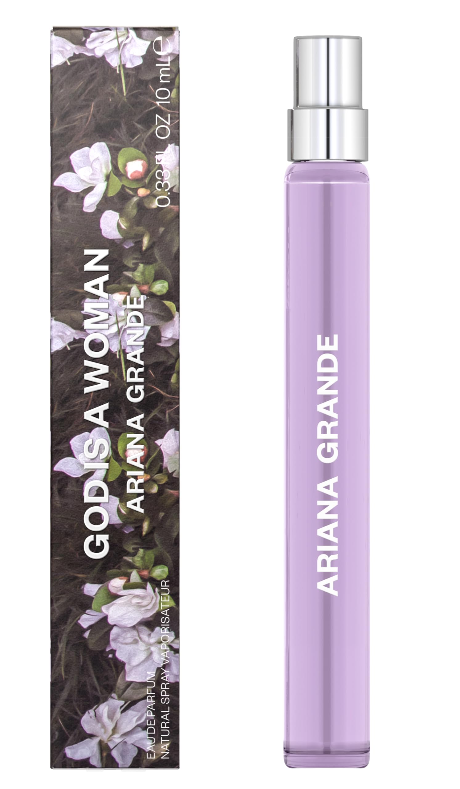 Ariana Grande God is a Woman Eau de Parfum – Fruity Musk Fragrance for Women – Women’s Perfume with Notes of Orris, Pear, Vanilla & Cedarwood – Travel Size – 0.33 Fl Oz