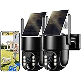 Noaheye Solar Security Cameras Wireless Outdoor, 5G&2.4GHz Cameras for Home Security, 2K Solar Outdoor Camera, Color Night Vision, AI Human Detection, 2-Way Talk, Siren Alarms (Two)
