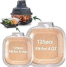 Air Fryer Liners for Ninja Crispi, Disposable 125 + 125 Pcs Ninja Crispi Accessories for Ninja Crispi 4-in-1 Portable Glass A