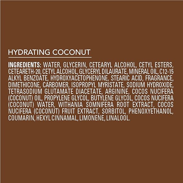 JERGENS HYDRATING COCONUT BODY LOTION, HAND AND BODY MOISTURIZER HYDRATES DRY SKIN INSTANTLY, INFUSED WITH COCONUT OIL, DERMATOLOGIST TESTED, 16.8 OZ