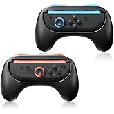 BRHE Hand Grips for Nintendo Switch 2 Joy-Con, Wear-resistant Handle Kit for Switch 2 2025 Joy Cons Controller, 2 Pack (Black)