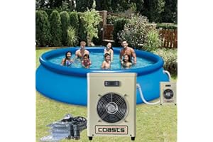 AYCHLG Upgrade Pool Heater with 110V USA Plug for Above Ground Inground Pool Hot Tub 25000 Btu/hr Auto-Defrosting Swimming Pool Heater, Up to 10000gallons,with Titanium Heat Exchanger,Can for Sea Salt Water