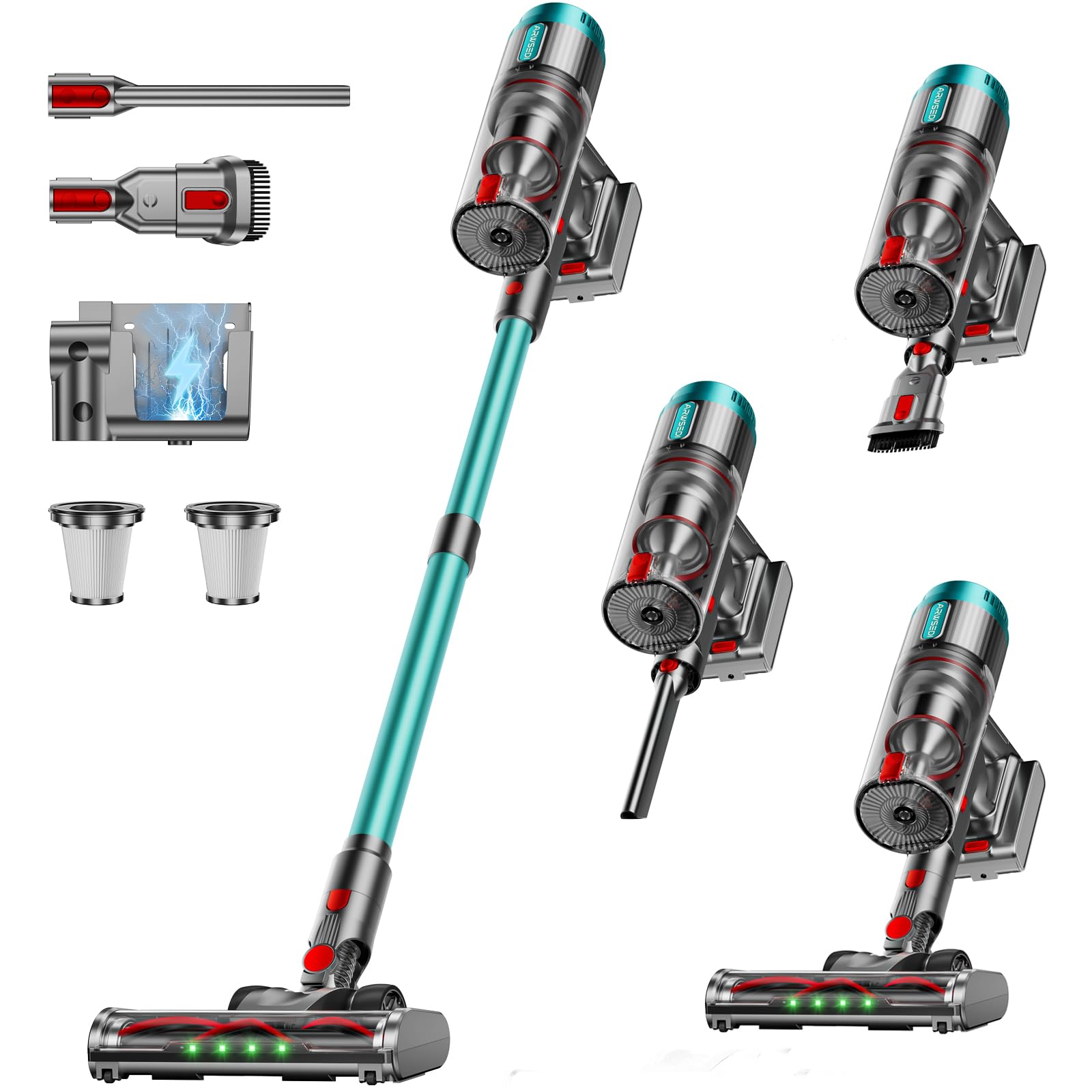 ARWSEDI Cordless Vacuum Cleaner, 80Mins 650W/55KPA Self-Standing Vacuum Cleaners for Home, Stick Vacuum with Anti-Tangle Brush, LED Screen, Rechargeable Vacuum for Floor/Carpet/Pet Hair