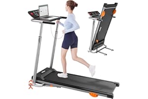 HitGo Desk Treadmill, Walking Pad Treadmill with Removable Desk Workstation, Adjustable Hight Foldable Compact Treadmill with