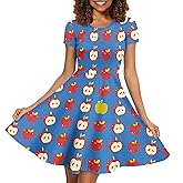 Allinterest Graphic Dress Women Summer Short Sleeve Midi Dresses Round Neck Oversized Casual A-Line Dresses