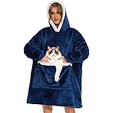 Bupekbee Wearable Blanket Hoodie with Giant Pocket, Soft Warm Sherpa Fleece Oversized Blanket Sweatshirt Gifts for Women Men