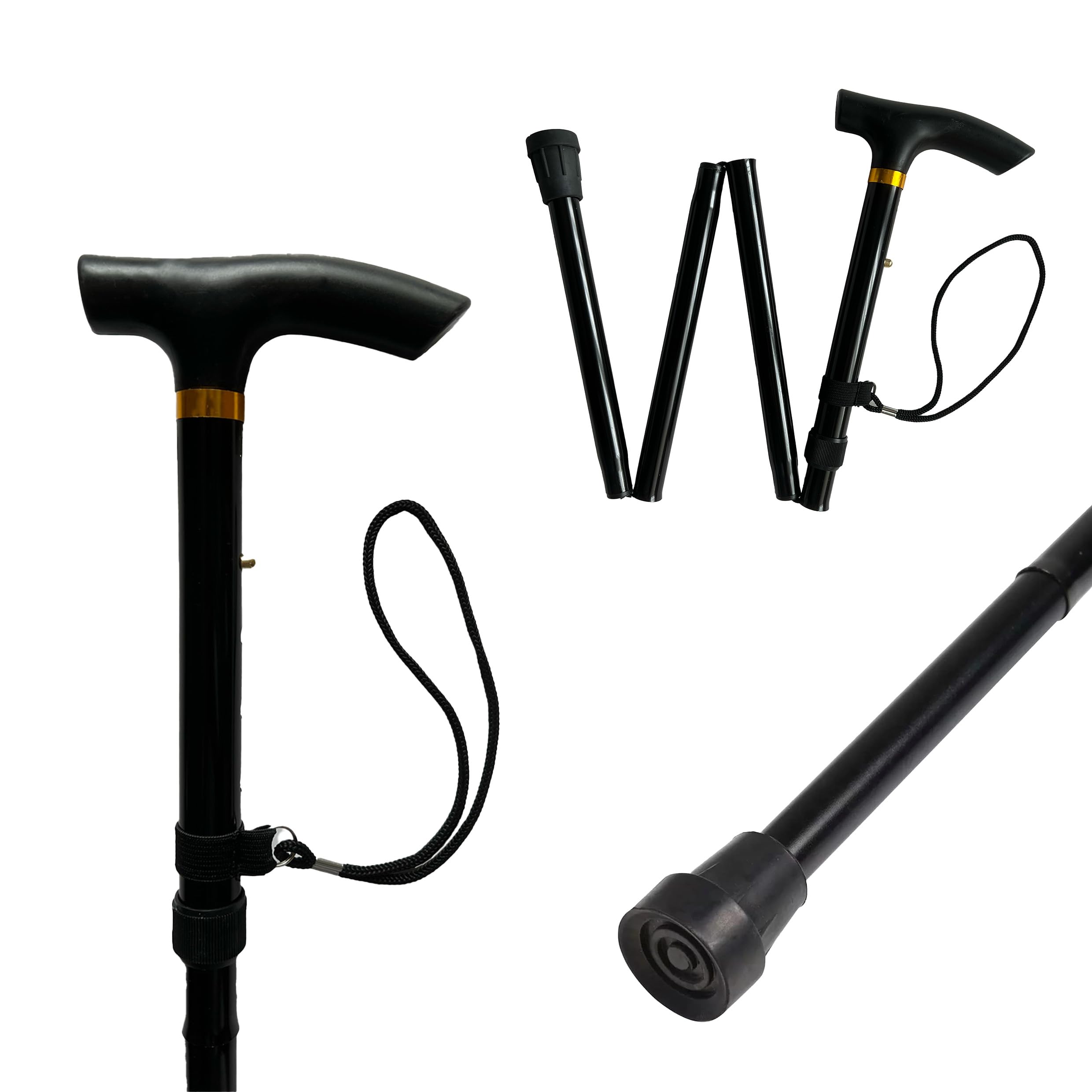 DESDIAN Adjustable Height Walking Stick For Men & Women | Ergonomic Comfort Grip, Foldable & Lightweight | Durable Folding Cane & Ideal Walking Aid | 33-37 Inches, Anodised Shaft