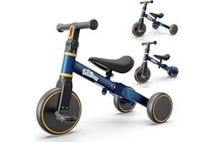 EveStone 5-in-1 Kids Balance Bike, Toddler Tricycle for 1-3, Ride-On Toy for 18 Months to 4 Years, Outdoor and Indoor Gift Bike for Yard, Sidewalk, Park, Birthday Present for Boys & Girls, Blue