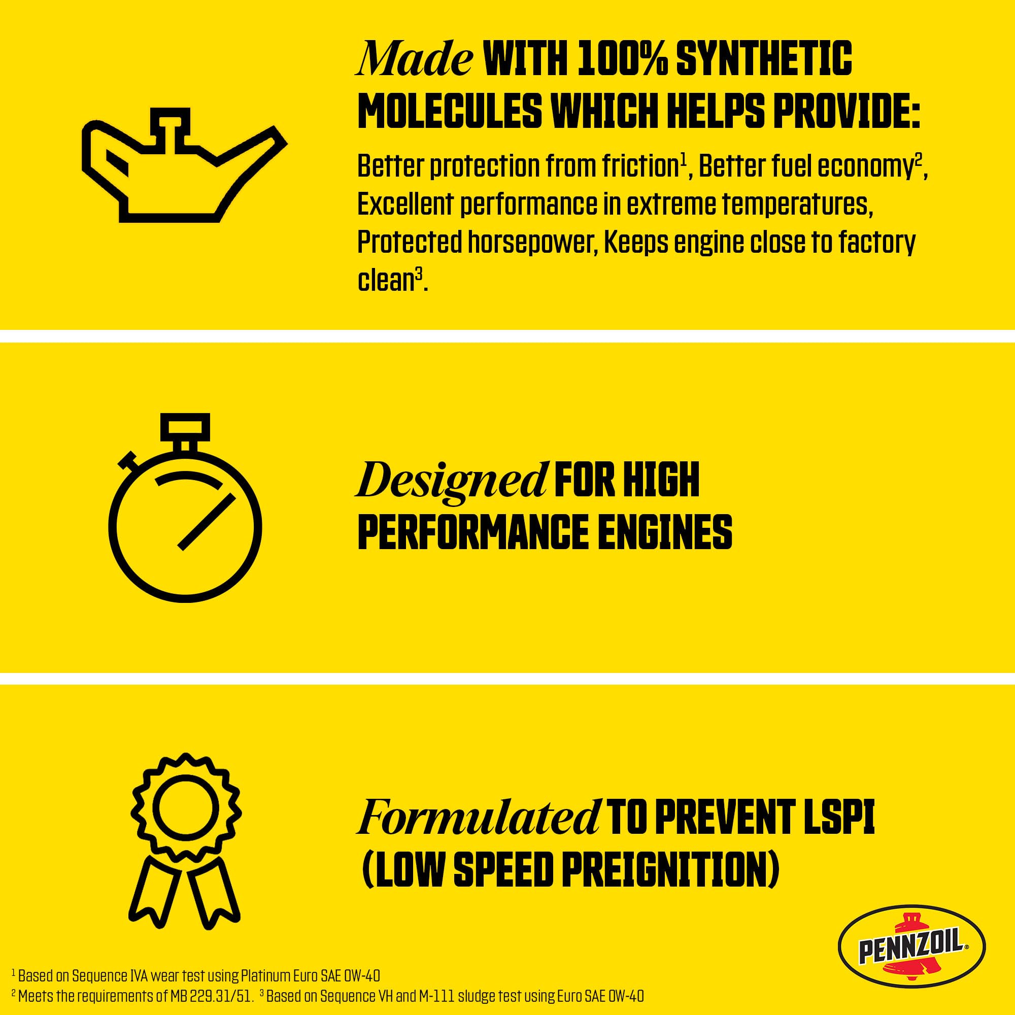 Pennzoil Platinum Euro Full Synthetic 5W-40 Motor Oil, 1 Quart