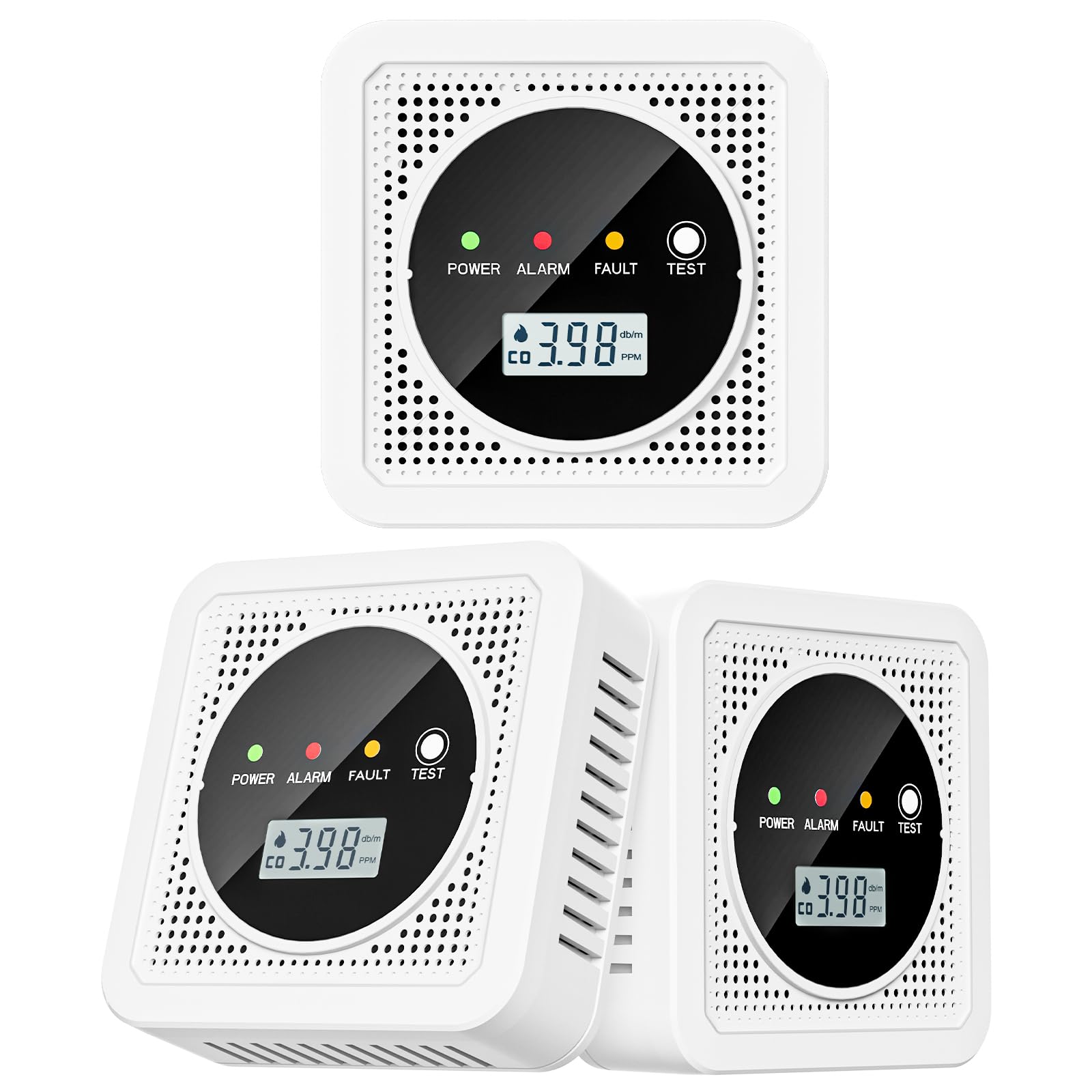 Photo 1 of 3 Packs, 2-in-1,Smoke Carbon Monoxide Detector,Carbon Monoxide Detector,Smoke Alarm,CO Alarm, 85 db Sound,Battery Powered CO Alarm with LEDs,LCD Digital Screen,Test Button