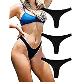 Womens Cotton Thongs Underwear Breathable No Show Cheeky Panties Tangas Sexy for Everyday Workout 3 Pack Set