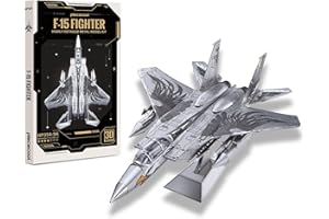 Piececool 3D Metal Model Kits F-15 Fighter Military Airplane 3D Metal Puzzles for Adults, DIY Hobbies Building kit Birthday C