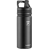 Fanhaw 18 Oz Kids Insulated Water Bottle with Straw Lid – Stainless Steel Double Wall Vacuum, Leak-Proof, BPA-Free Water Bottles for School Boys & Girls(Black)