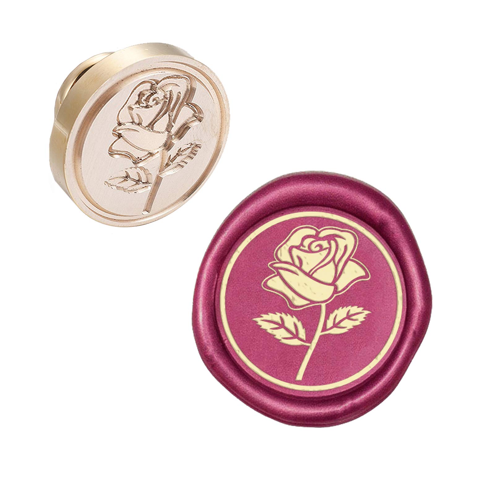 CRASPIRE Wax Seal Stamp Head Rose Removable Sealing Brass Stamp Head for Creative Gift Envelopes Invitations Cards Decoration