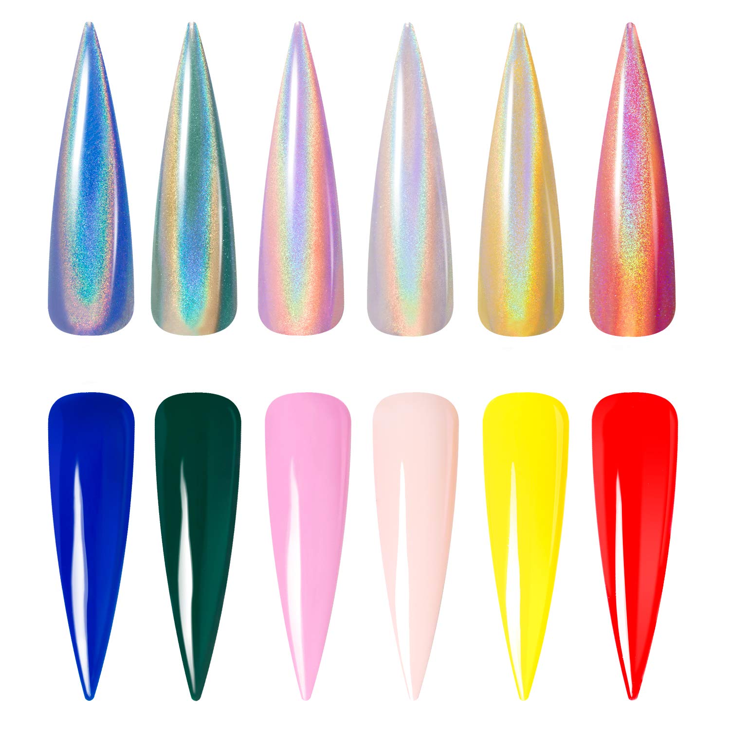 Beetles Chrome Nail Powder Mirror Effect Holographic Aurora Iridescent Pearlescent Manicure Art Decoration Glitter, 8 Colors 1g or 0.5g/Jar : Beauty