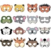 RFAPTDM 16 Pcs Jungle Safari Animal Mask Headbands Birthday Party Masks Jungle Animal Paper Party Crown, Jungle Safari Theme Decoration