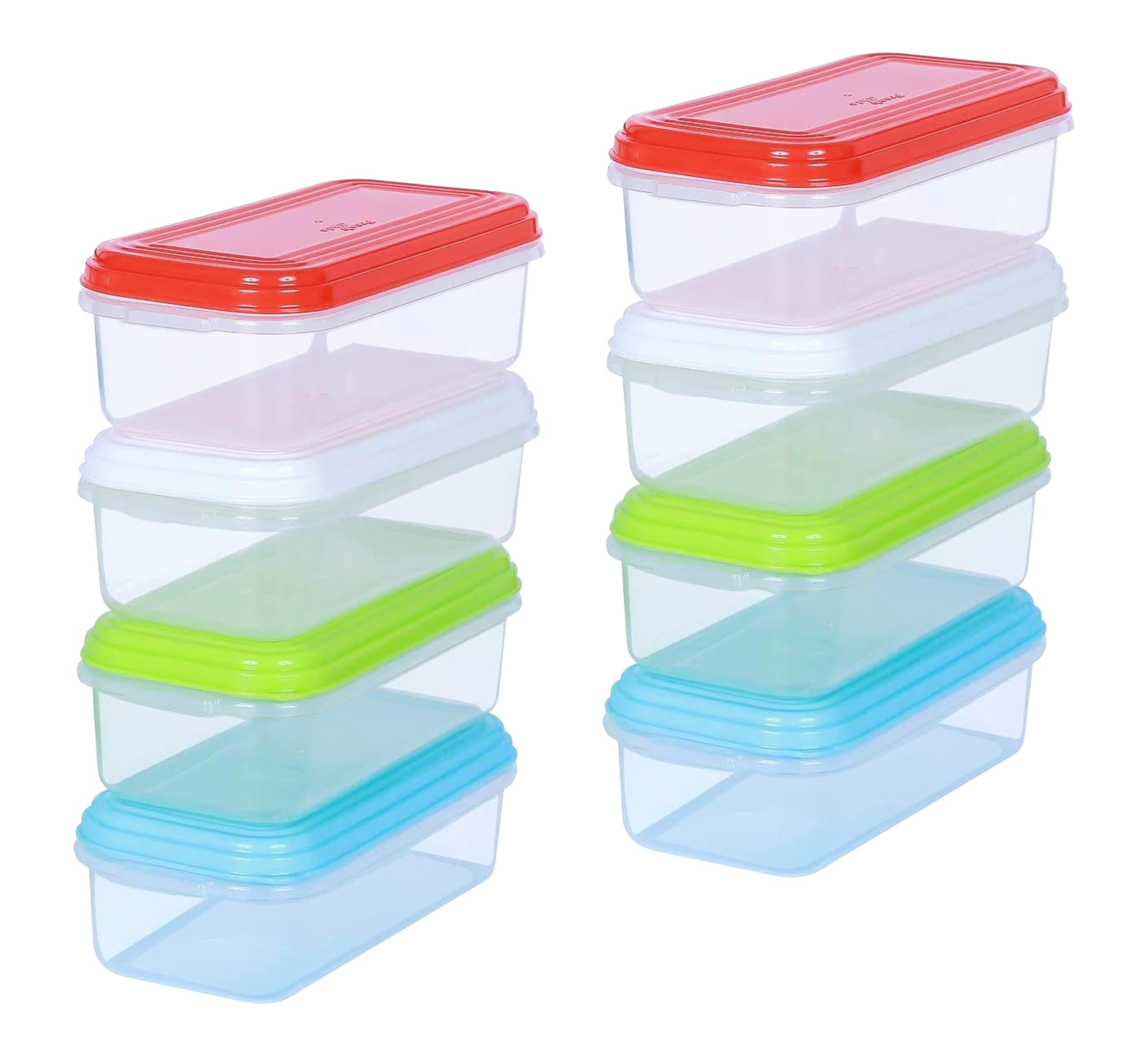 ARSUK 8 PCS 250ml Small Food Containers With Lids - Rectangular Small Freezer Containers - Stackable, Leakproof & Airtight - Baby Snack Storage Pots With Lids for Yogurt, Fruit - Plastic